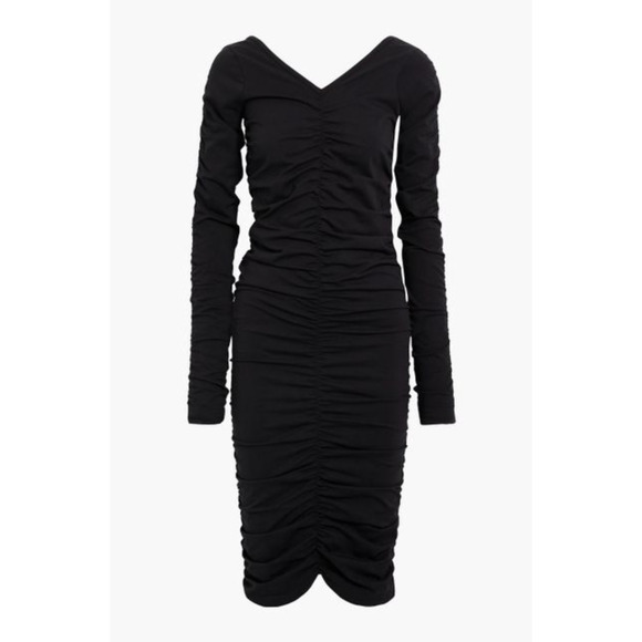 Helmut Lang XS/S Ruched Bodycon Midi Jersey Dress $495 Long Sleeve Black - Picture 11 of 12